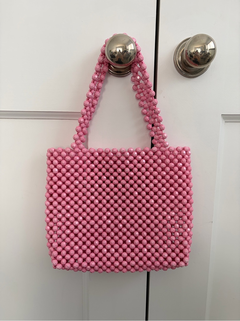 Lovers + Friends Pink Beaded Tote Bag